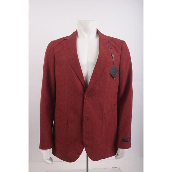 Tailorbyrd Mens Suit Jacket Blazer Sport Coat Sz 42 42L Tonal Red Polyester NWT - Picture 1 of 6